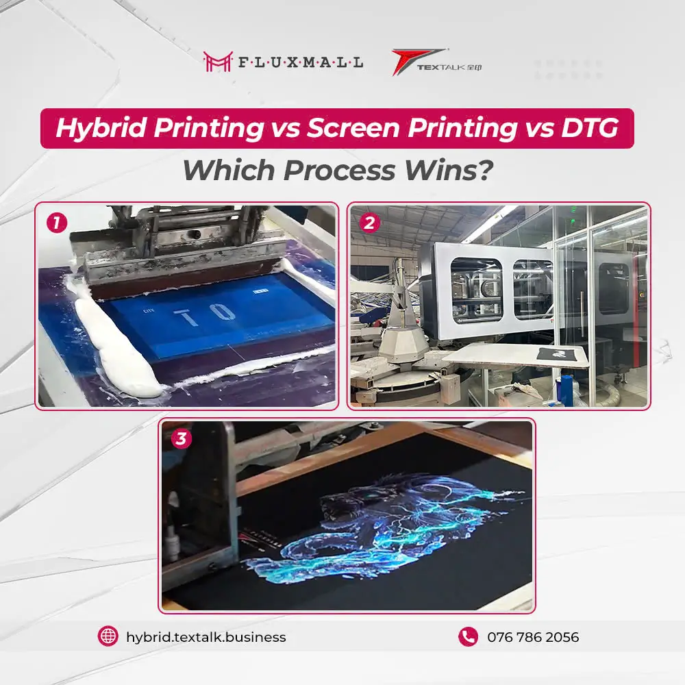 Hybrid Printing vs Screen Printing vs DTG Which Process Wins